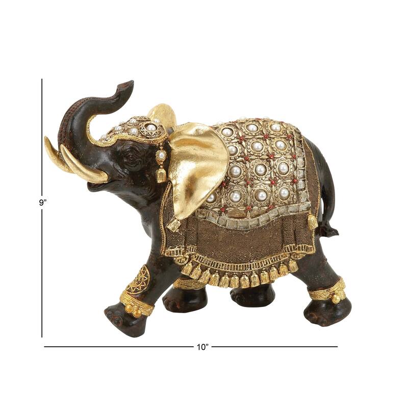 Brown Polystone Handmade Elephant Decorative Sculpture