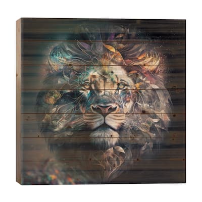 All Encompassing, Lion Print On Wood by Spacescapes - Multi-Color