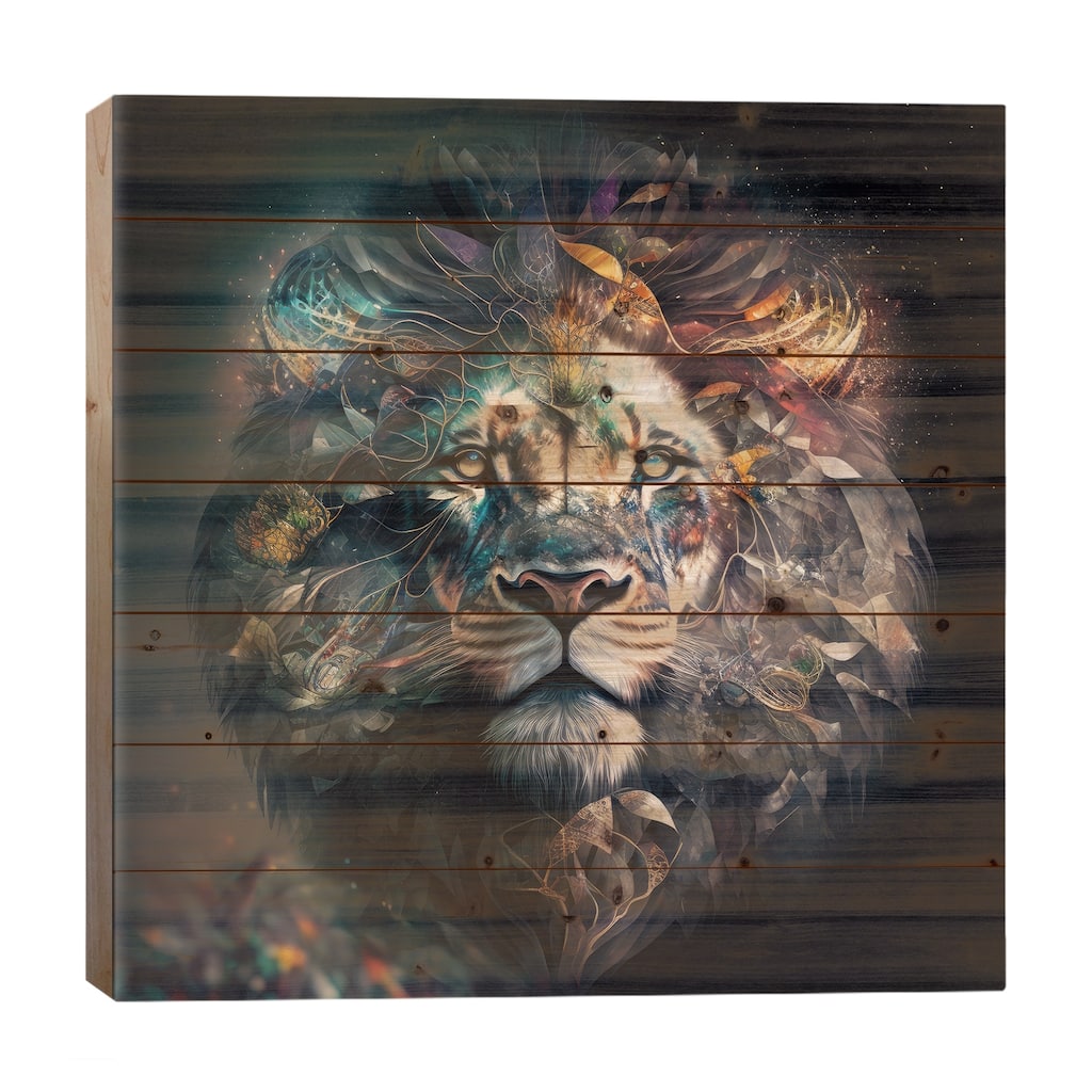 All Encompassing, Lion Print On Wood by Spacescapes - Multi-Color