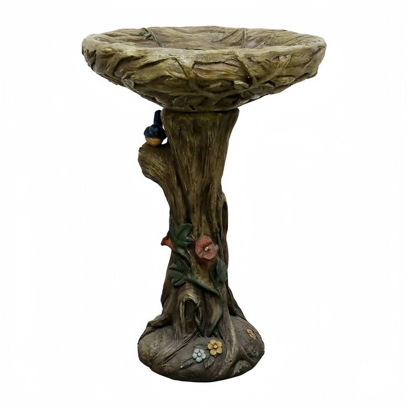 SunJet 25.5" Tall Concrete Outdoor Bird Bath - 25.5'' H X 17.7'' W X 17.7'' D