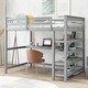 preview thumbnail 2 of 43, Multifunctional Design Wood Loft Bed with Built-in Desk and Shelfs, Space Saving, Full Size