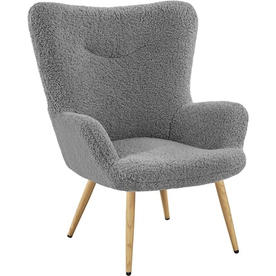 Yaheetech Modern Boucle Accent Chair With Wood-tone Metal Legs - 27"'×28'"×38.5'"