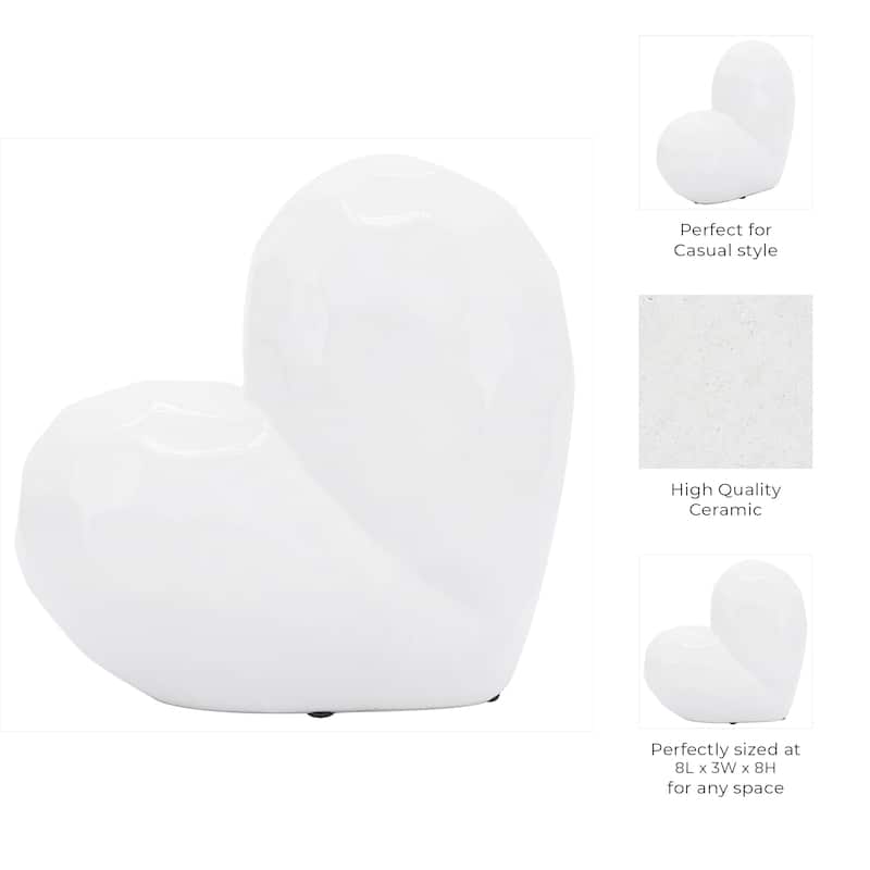 Modern Stone Ceramic Geometric Heart Sculpture