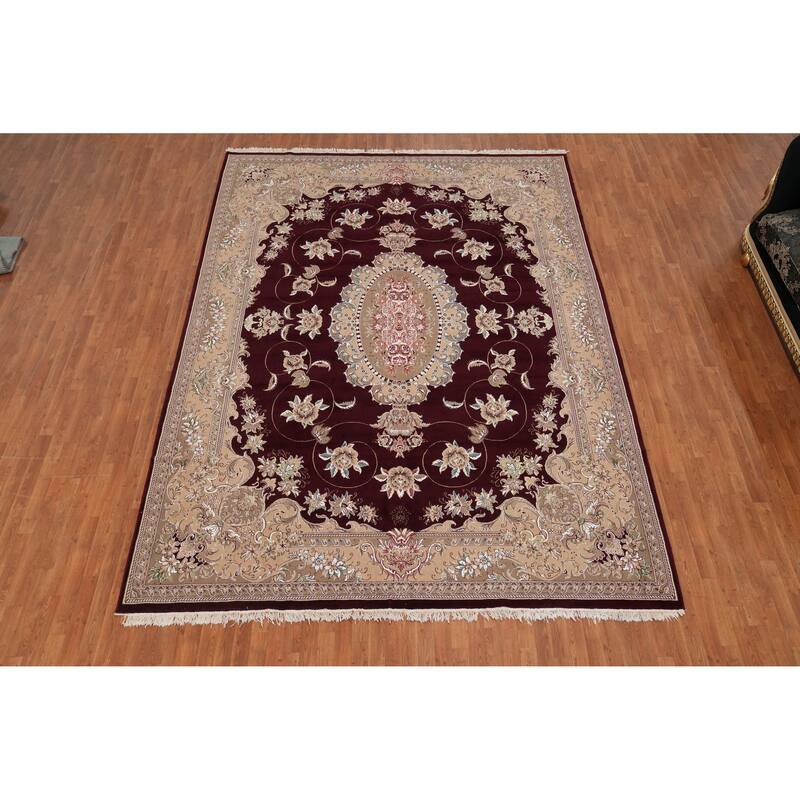 Victorian Style Tabriz Turkish Area Rug Machine-Made Carpet - 9'8" x 13'1"