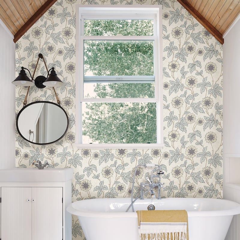 Willows, Leilani Floral, 33 FT. L x 20.5In. W Wallpaper Roll - White