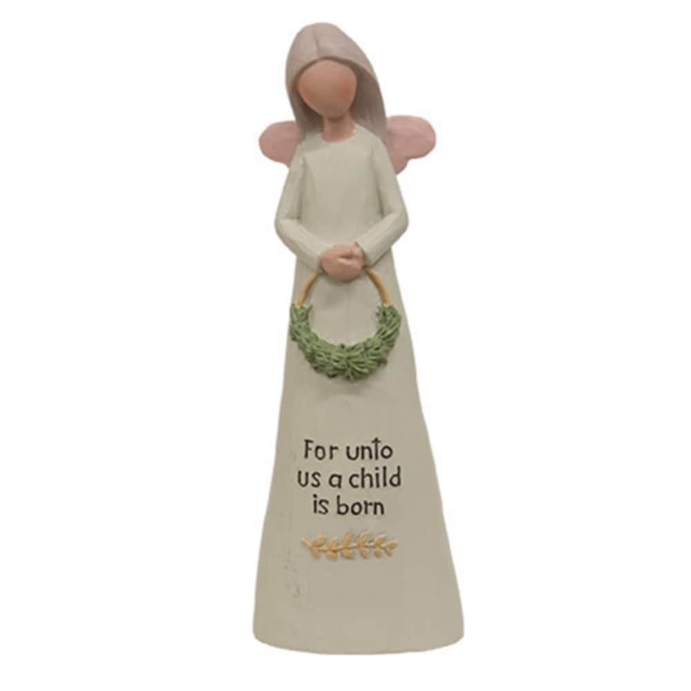Unto Us A Child Is Born Resin Angel - 5