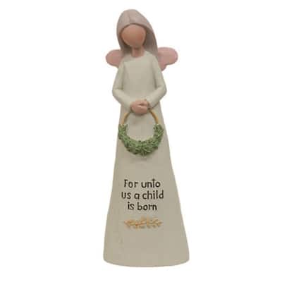 Unto Us A Child Is Born Resin Angel - 5"H - Multi