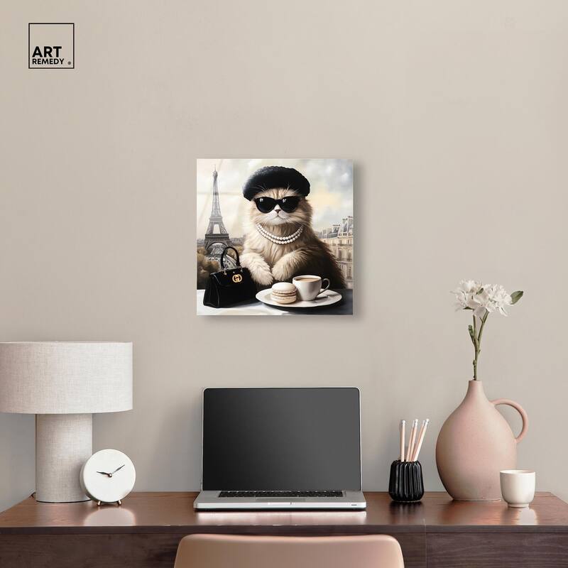 Cat in Paris Treats Acrylic by Art Remedy, Ready to Hang