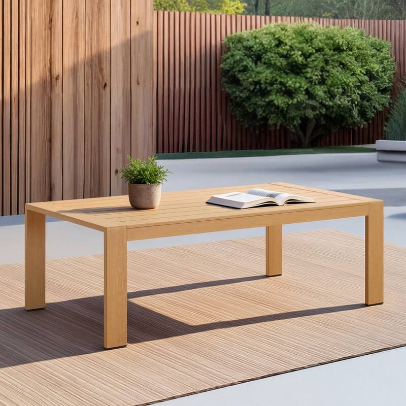 Spruce & Spring Outdoor Patio Furniture Set Aluminum Sofa Accent Chair - Coffee Table - Beige