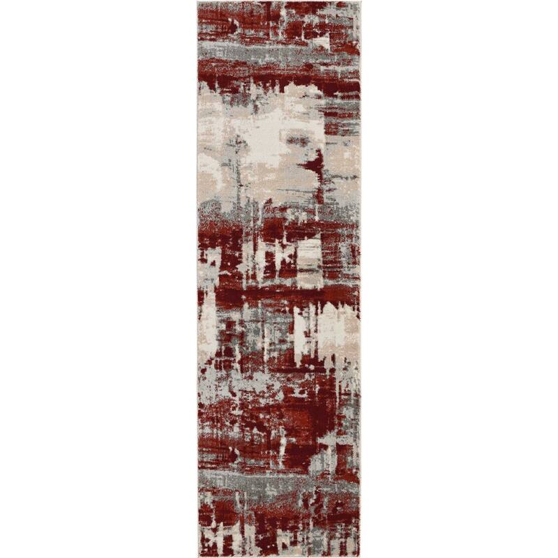 Juko Power Loomed Abstract Modern Non Skid Stain Resistant Area Rug By HomeRoots - 90' X '26' X '0.5