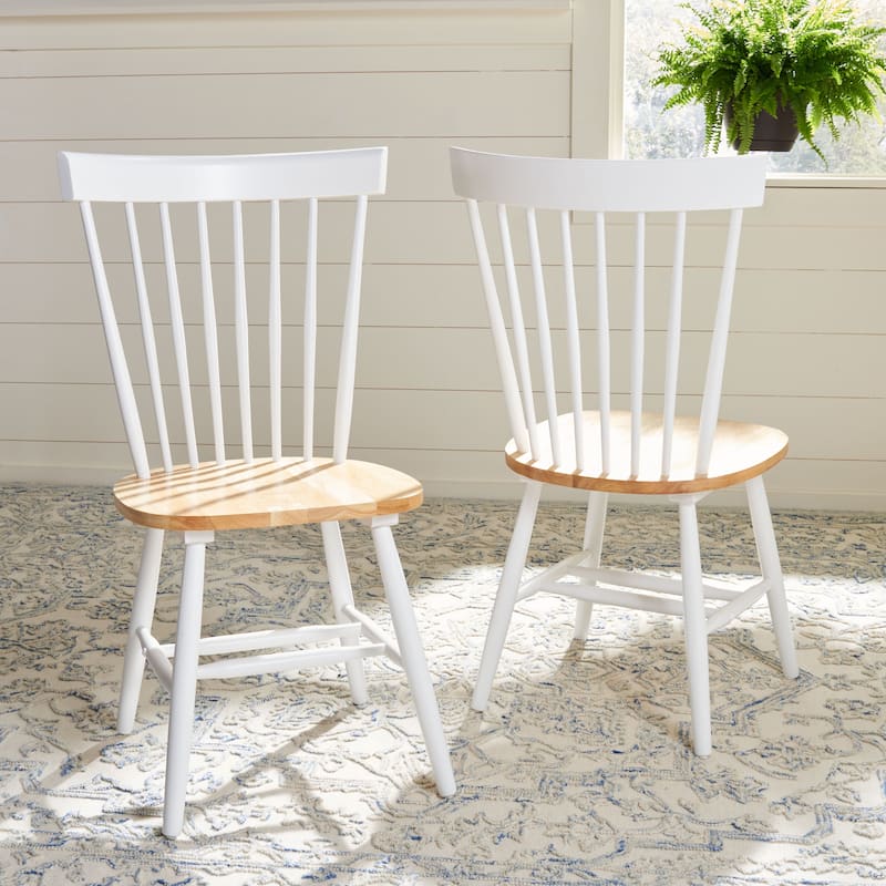 SAFAVIEH Suhair Spindle Farmhouse Dining Chair (Set of 2) - 20.5" x 21" x 36" - 21"W x 21"D x 36"H - White/Natural