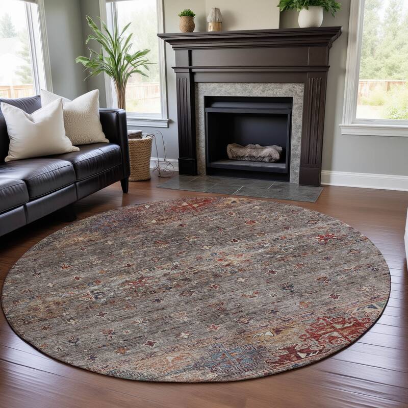 Premium Washable Super Soft Tribal Global Mayfield Rug - Gray - 8' x 8'