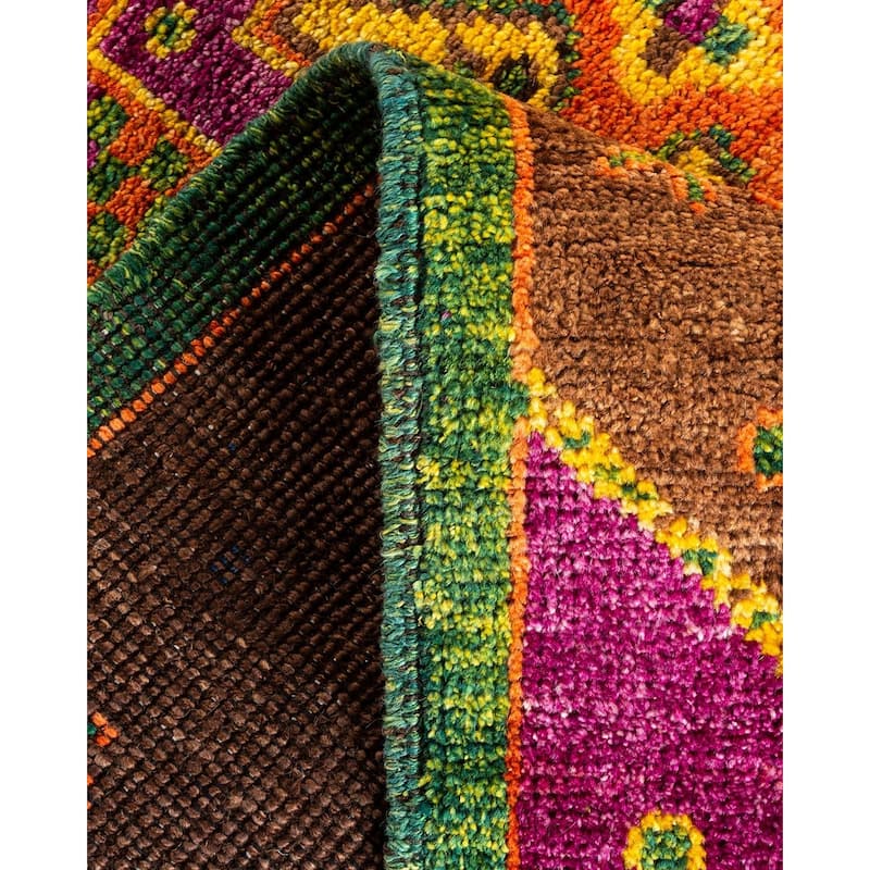Overton Hand Knotted Wool Vintage Inspired Modern Contemporary Modern Brown Area Rug - 4' 2" x 6' 4"