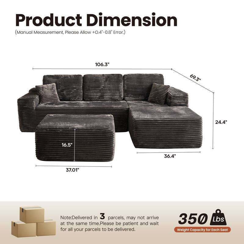 ​​OVIOS Lazy Chaise Lounge Sofa with Ottoman​
