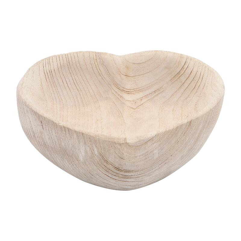 Sagebrook Home Handcrafted Paulownia Wood Decorative Bowls, Heart-Shaped Nesting Design, Set of 2 - 10" x 10" x 3"