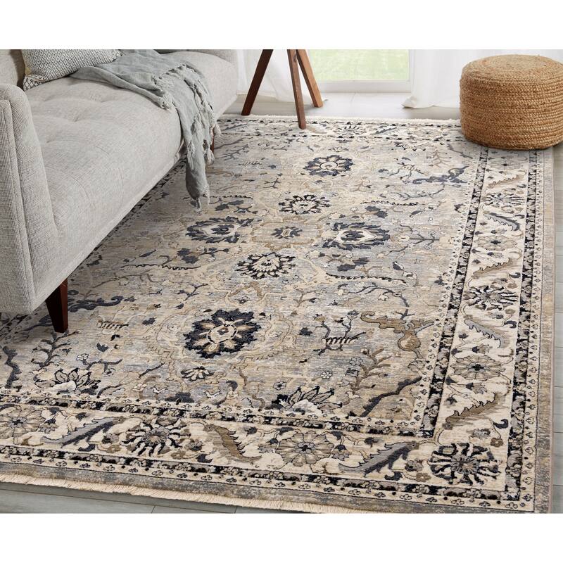 Santiago Classic Floral Cream Blue Area Rug