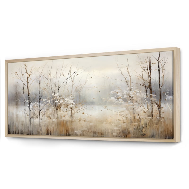 Designart "Winter Meadow View Calmness II" Meadow Grey Wall Decor - Traditional Bedroom Framed Canvas Wall Art