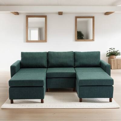 Elegant Module Sectional Sofa Couch With 2 Ottoman,Seat Cushion And Back Cushion Non-Removable And Non-Washable,3 Seat