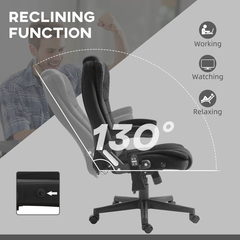 Characteristic Heated Massage Chair Gaming Chair, Black Reclining Executive Chair Computer Chair Drafting Chair with Padded Arm