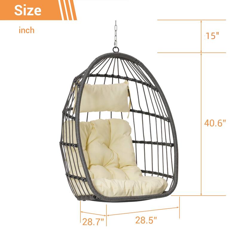 PE Rattan Egg Hanging Chair with Cushion
