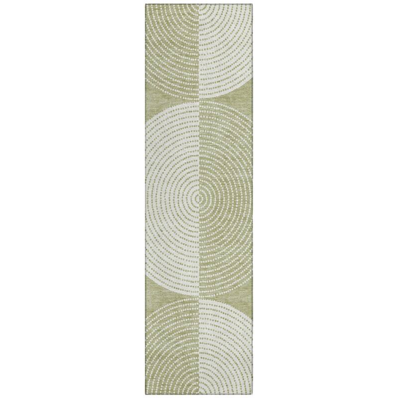 Machine Washable Indoor/ Outdoor Geo Circles Chantille Rug