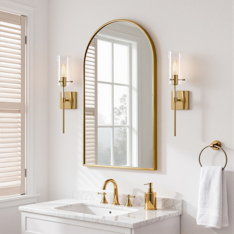 KAWOTI 20.25 in. Brushed Gold Modern Cylinder Wall Sconce Set with Clear Glass Shade (Set of 2)