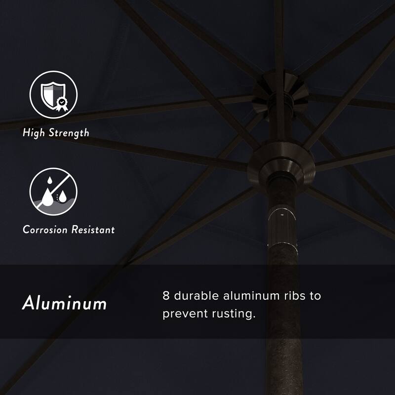California Umbrella 7.5' Round Crank Lift Push Button Tilt Bronze Aluminum Patio Umbrella with Sunbrella Cilantro Fabric