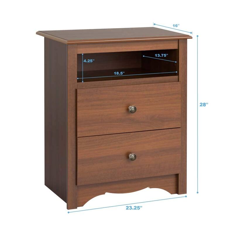 s Fremont 2 Drawer Nightstand: Elegant Bedroom Furniture, Bedside Table with Open Shelf, 23.25"W x 16"D x 28"H, Cherry