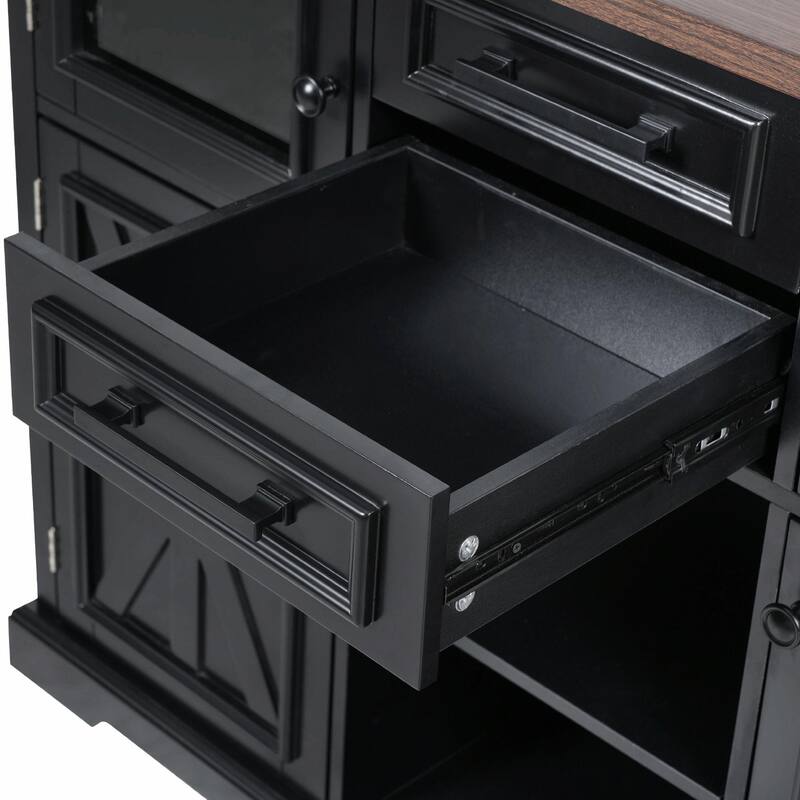 54.9" Kitchen Island with Drop Leaf, Power Outlet, Kitchen Storage Cart