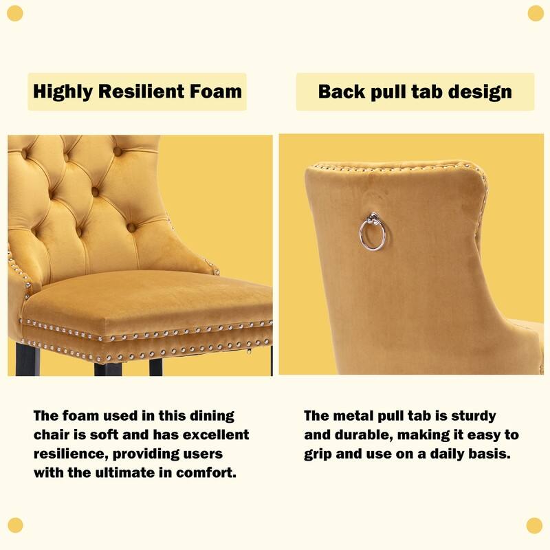 Contemporary Velvet Upholstered Counter Bar Stools Set of 4