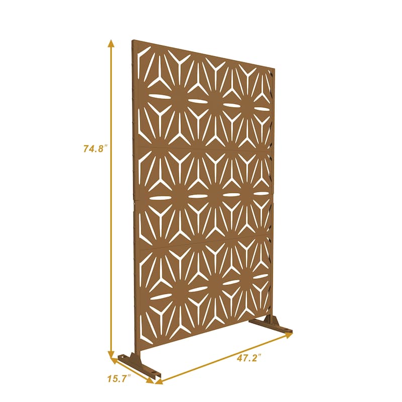 Outdoor Privacy Screen with Stand for Patio Garden Metal Fence