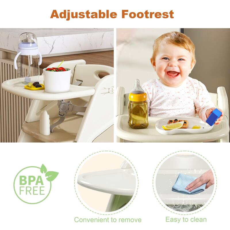 Multi Functional Growing Up Dining Chair,Adjustable Height Toddler Tower,Five-Point Seat Belts And A Movable Large Dinner Plate