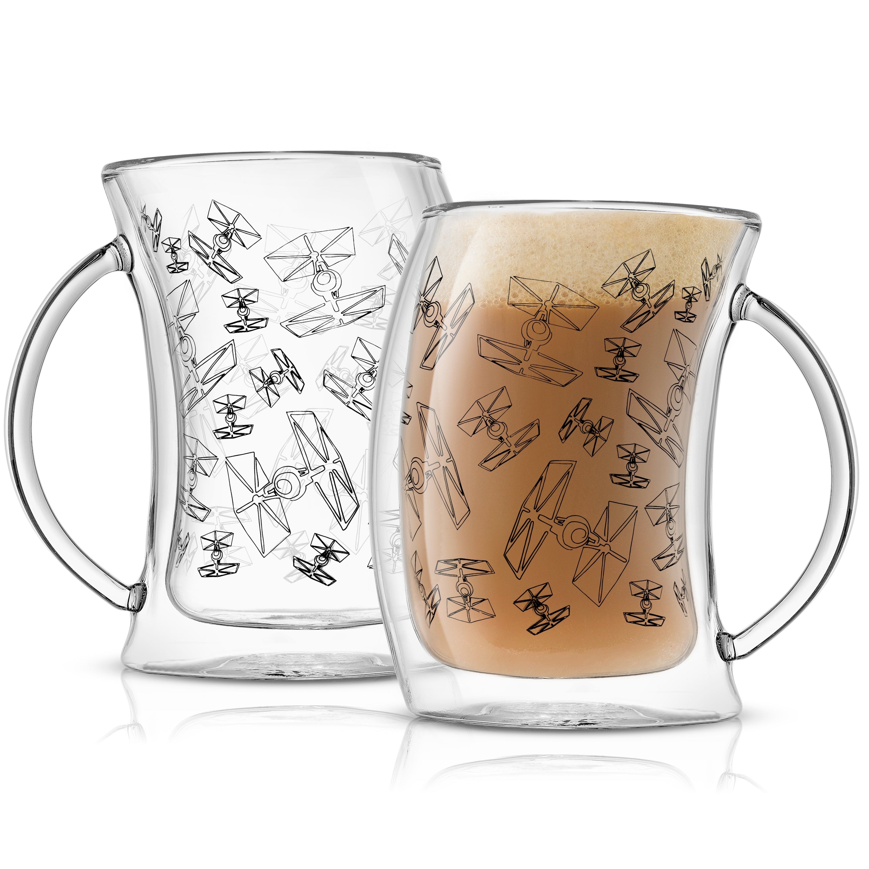 JoyJolt Cadus Glass Coffee Cups Double Wall Insulated Mugs Set of 2 Latte  Glasses, 16-Ounces.