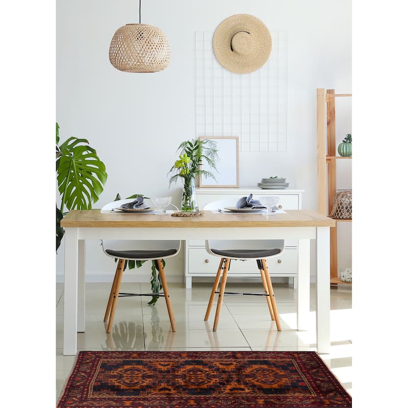 ECARPETGALLERY Hand-knotted Teimani Black, Burnt Orange Wool Rug - 3'6 x 6'2