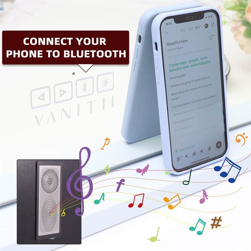 VANITII 23" x 18" Hollywood Vanity Mirror with Lights Bluetooth Wall Mount 3 Color Lights Tabletop Metal White