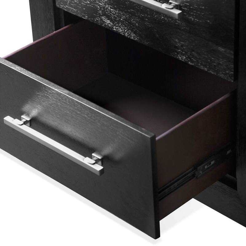 Furniture of America Alaric Modern 3-Piece Black Wood Chest and 2-Nightstand Bedroom Set