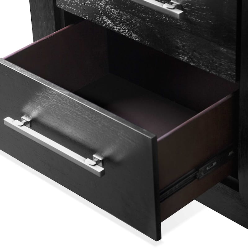 Furniture of America Alaric Modern 3-Piece Black Wood Panel Bedroom Set with LED Headboard