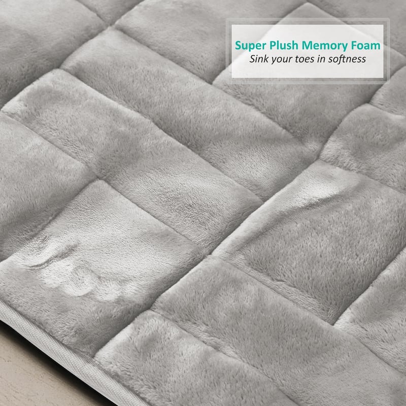 Clara Clark Ultra Soft Non Slip and Absorbent Bath Rug - Tiled Velvet Memory Foam Bath Mat