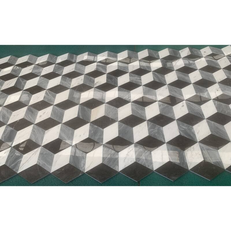 Hexagon Water-jet marble, natural marble, for floor and wall,polished marble tile, natural stone, 1 box 12 pcs