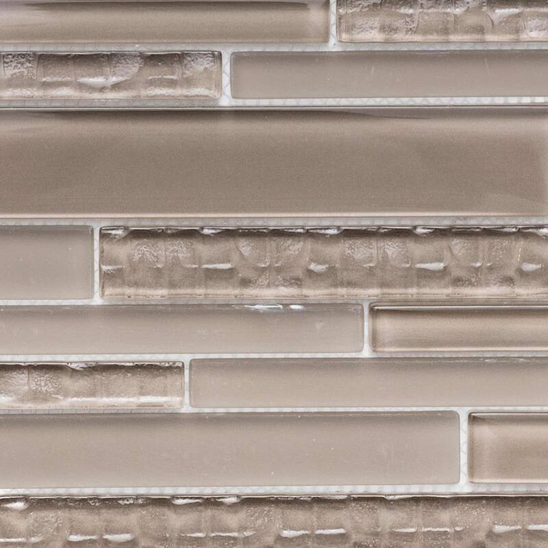 The Tile Life Karma Random Sized Brick Taupe 12x12 Textured Glass Mosaic Backsplash & Wall Tile