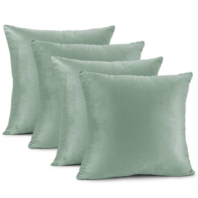 Nestl Solid Microfiber Soft Velvet Throw Pillow Cover (Set of 4) - 22" x 22" - Mint