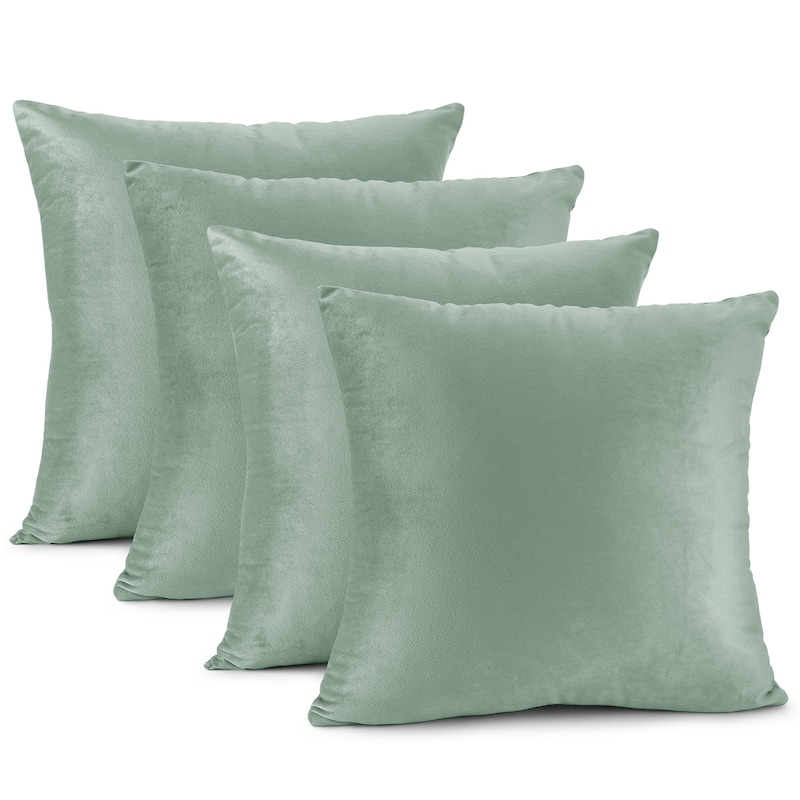 Nestl Solid Microfiber Soft Velvet Throw Pillow Cover (Set of 4) - 16" x 16" - Mint