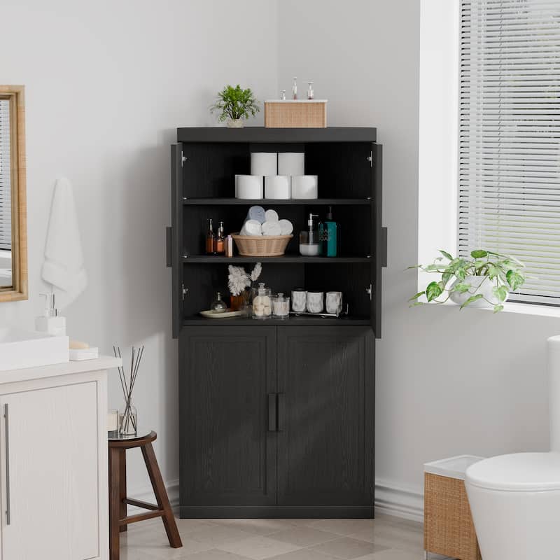 62 " Corner Cabinet Free-Standing Storage Organizer - Black