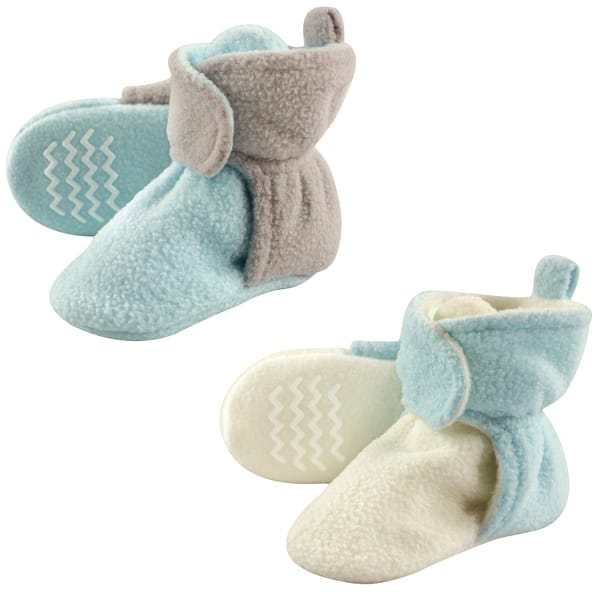 slide 1 of 1, Hudson Baby Baby and Toddler Cozy Fleece Booties 2pk, Mint Gray Mint Gray - 2