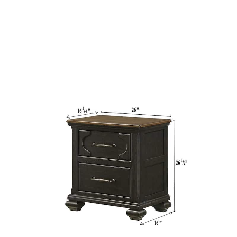 1pc 2-Drawer Nightstand Wooden Metal knobs