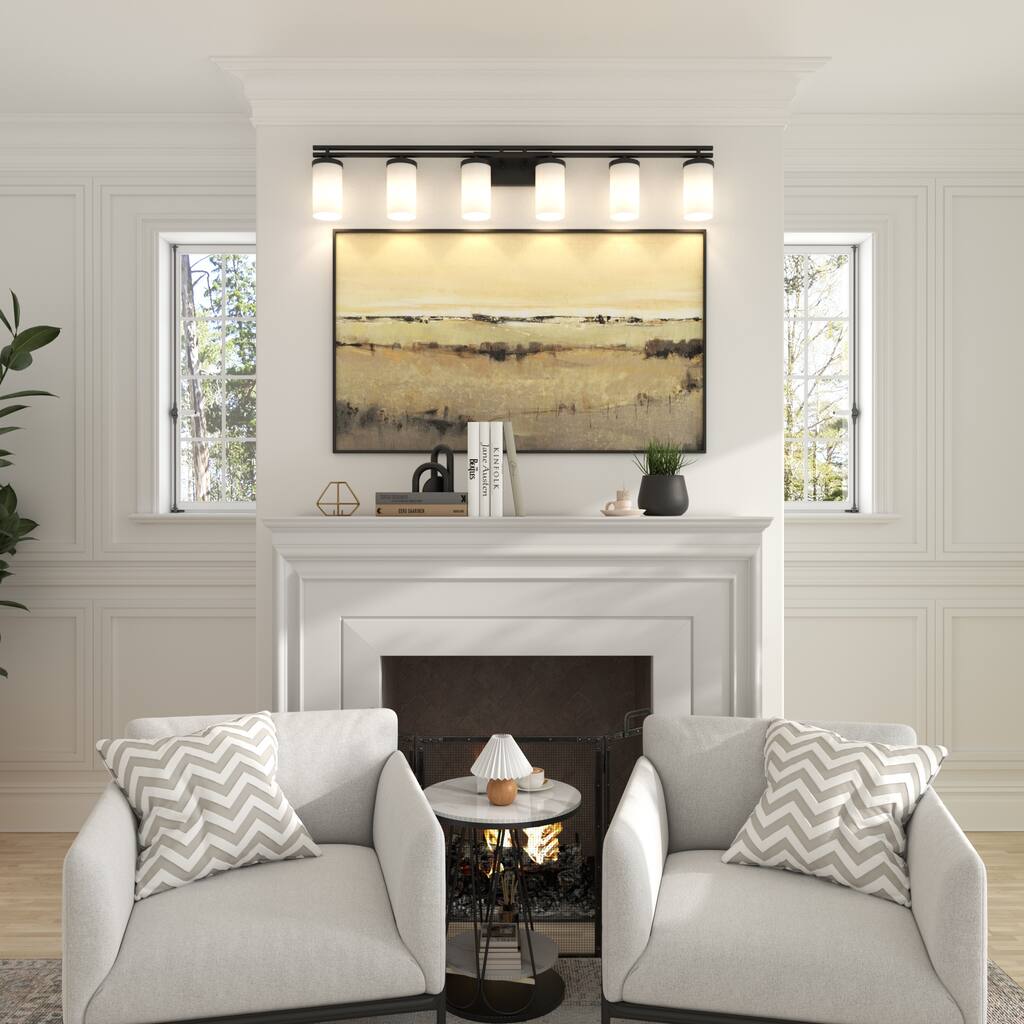 Acroma 6-light Farmhouse Black Dimmable Bathroom Vanity Light