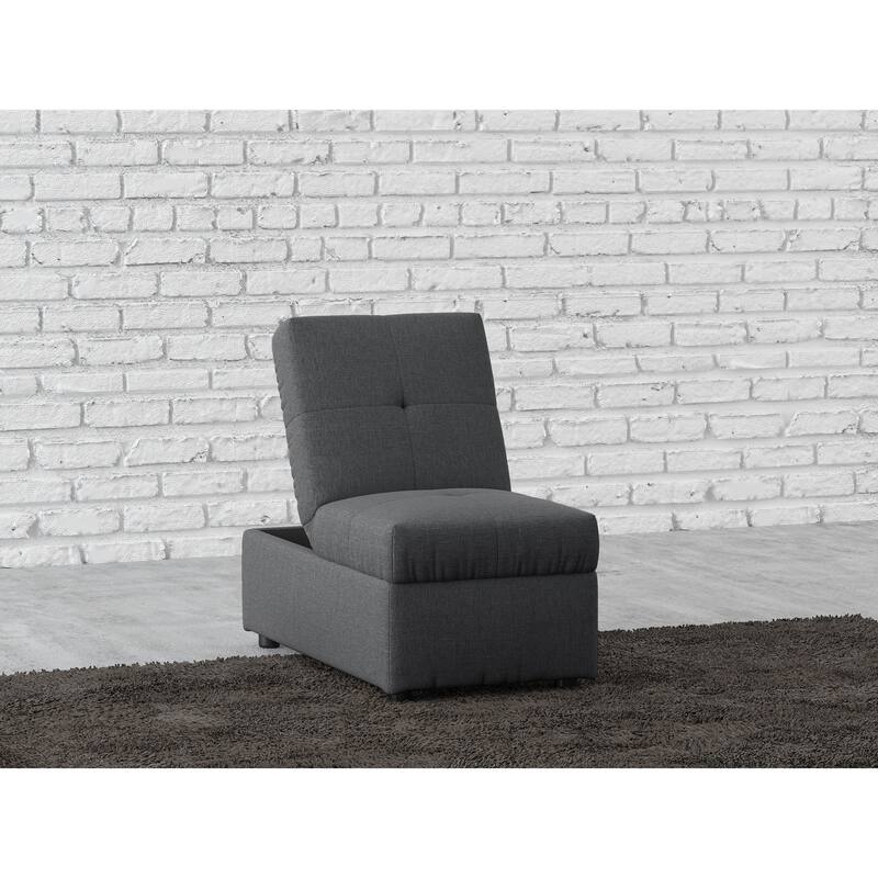 Stylish 1pc Storage Ottoman Convertible Chair Foam Cushioned Fabric Upholstered Solid Wood Plywood Frame Living Room Furniture