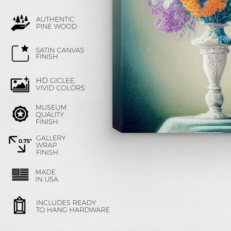 Wynwood Studio Canvas Floral and Botanical Dried Flowers in Vase Yellow and Traditional Wall Art Canvas Print