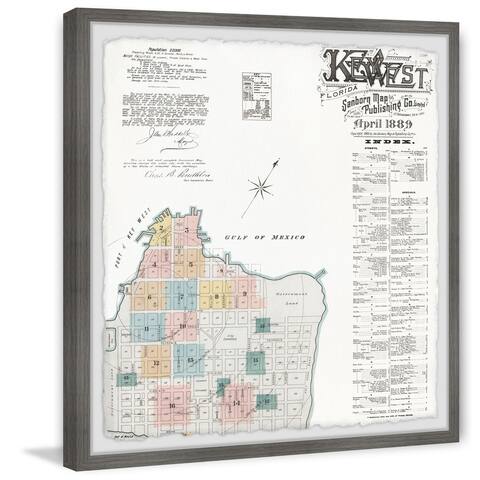 'Vintage Map of the Key West' Framed Painting Print