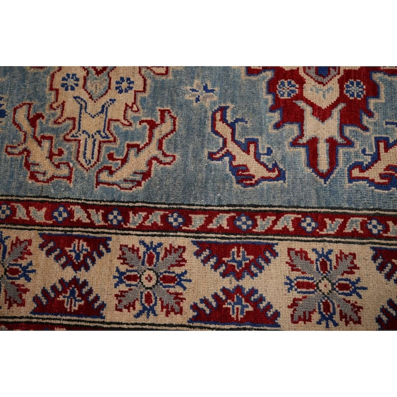 Light Blue Kazak Rug Hand-Knotted Traditional Wool Carpet - 3'11" x 6'0"